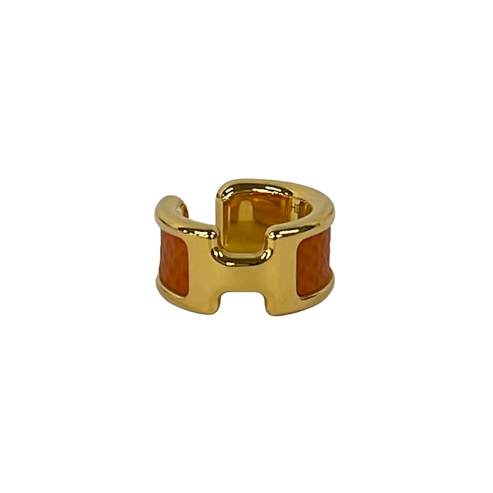 Hermès Olympe Clip On Earrings Gold Orange Hardware Veau Epsom
